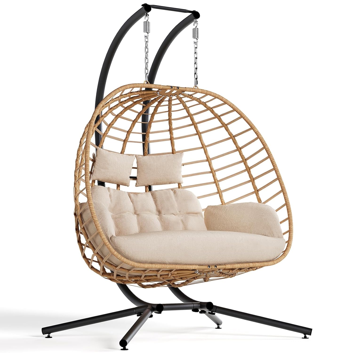 Outdoor Furniture Egg Chair - Double Hanging Egg Chair with Stand,