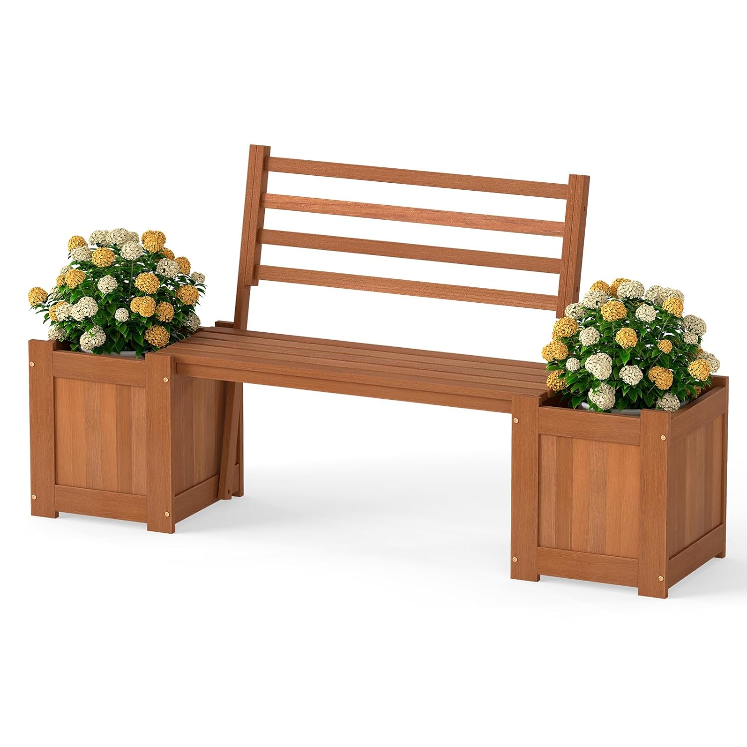 Outdoor Furniture Oil Teak - 2-in-1 Wood Outdoor Bench with Raised