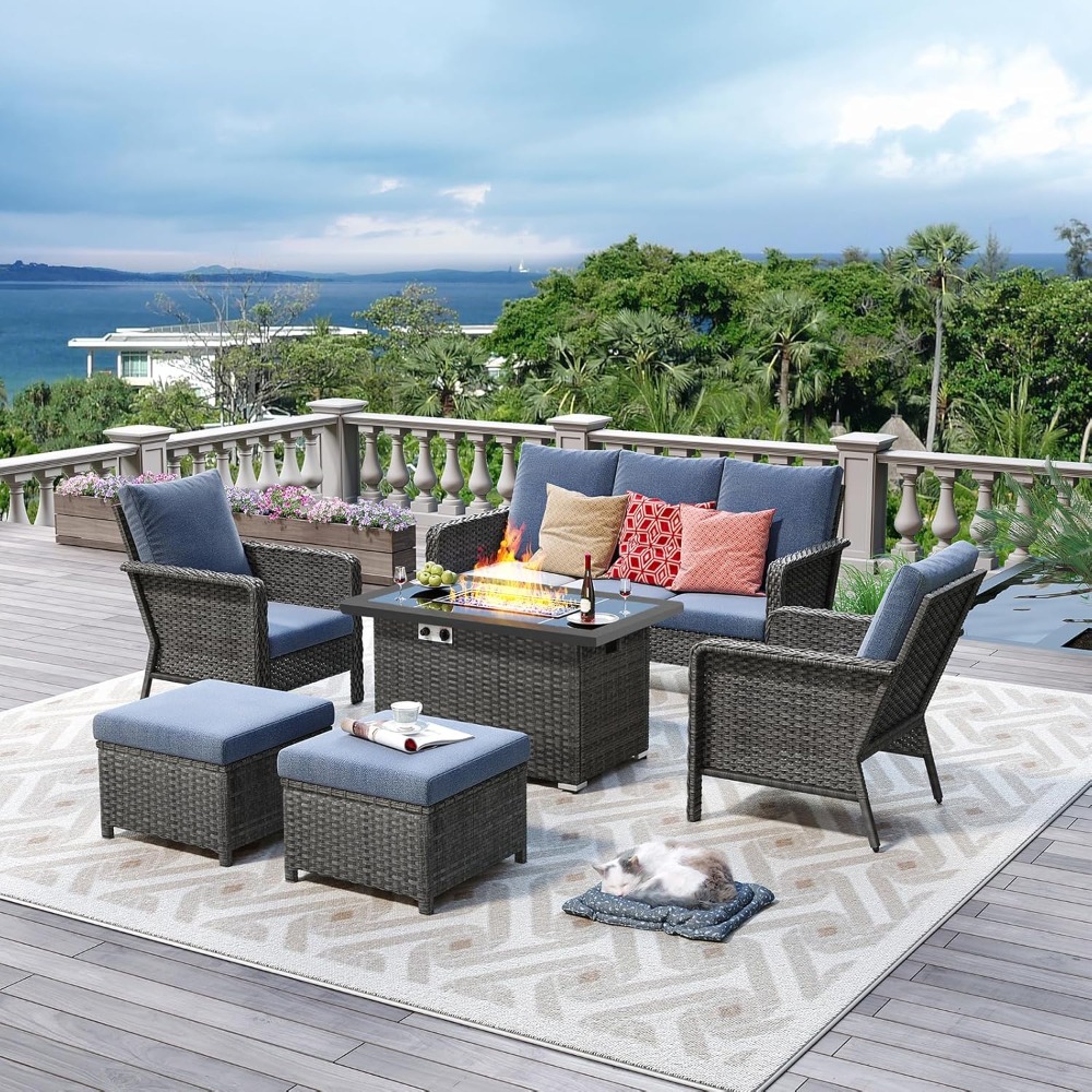 Outdoor Furniture With Fire Pit Table - Outdoor Patio Furniture Set With 44