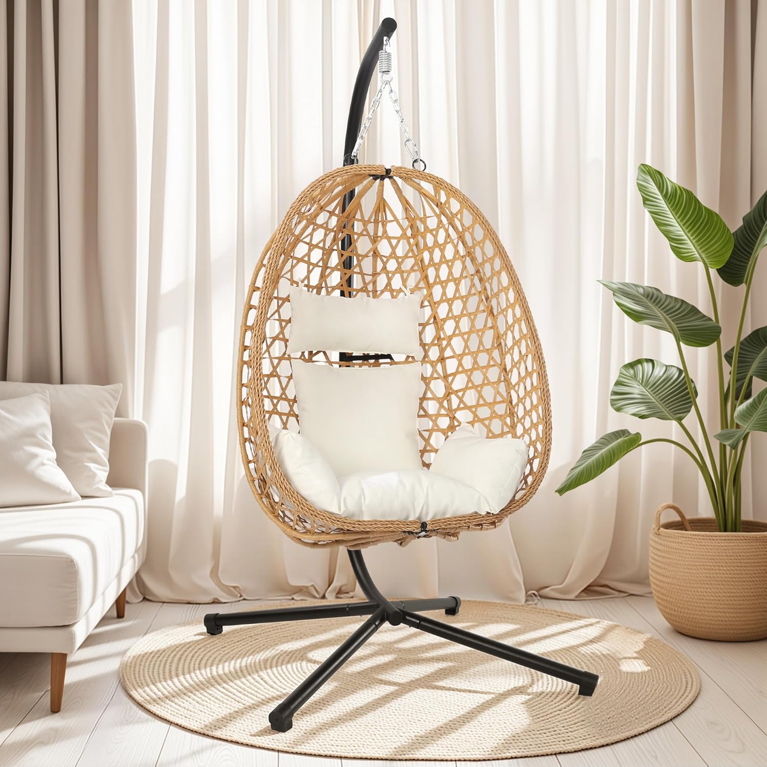 Outdoor Furniture Egg Chair - ！@Dwoo Garden Rattan Swing Hanging Egg