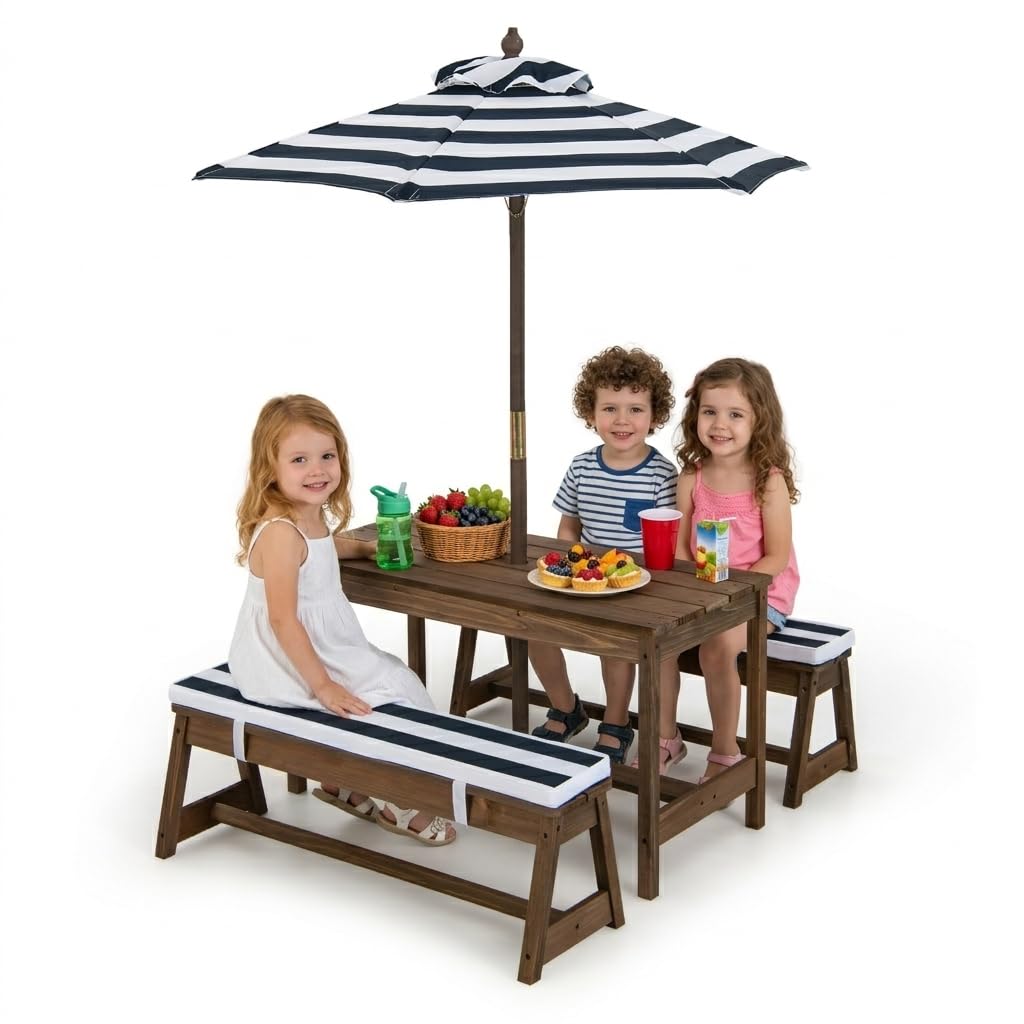 Outdoor Furniture Kids - Height Adjustable Wooden Kids Picnic Table