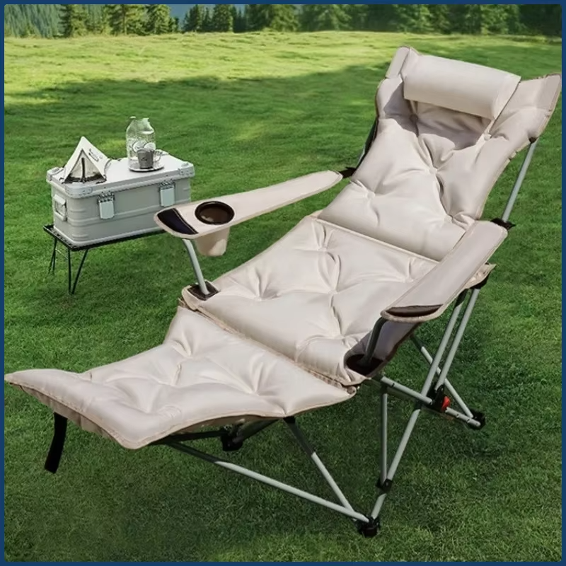 Outdoor Furniture Lounge Chair - Folding Recliner Portable Camping Chair with