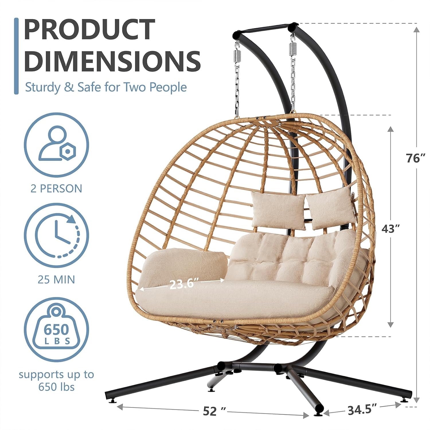 Double Hanging Egg Chair with  - Outdoor Furniture Egg Chair avaliação e preço