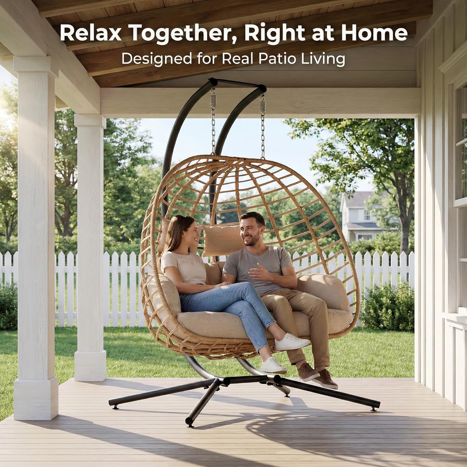 Double Hanging Egg Chair with  - Outdoor Furniture Egg Chair avaliação e preço