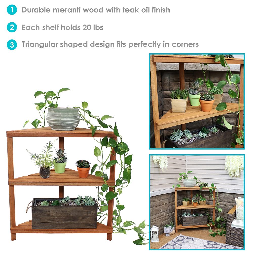 Meranti Wood 3Tier Corner Plan - Outdoor Furniture Oil Teak avaliação e preço