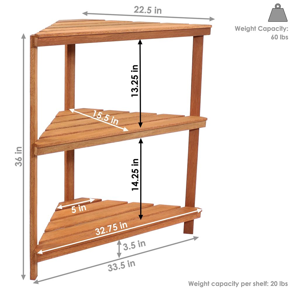 Meranti Wood 3Tier Corner Plan - Outdoor Furniture Oil Teak avaliação e preço