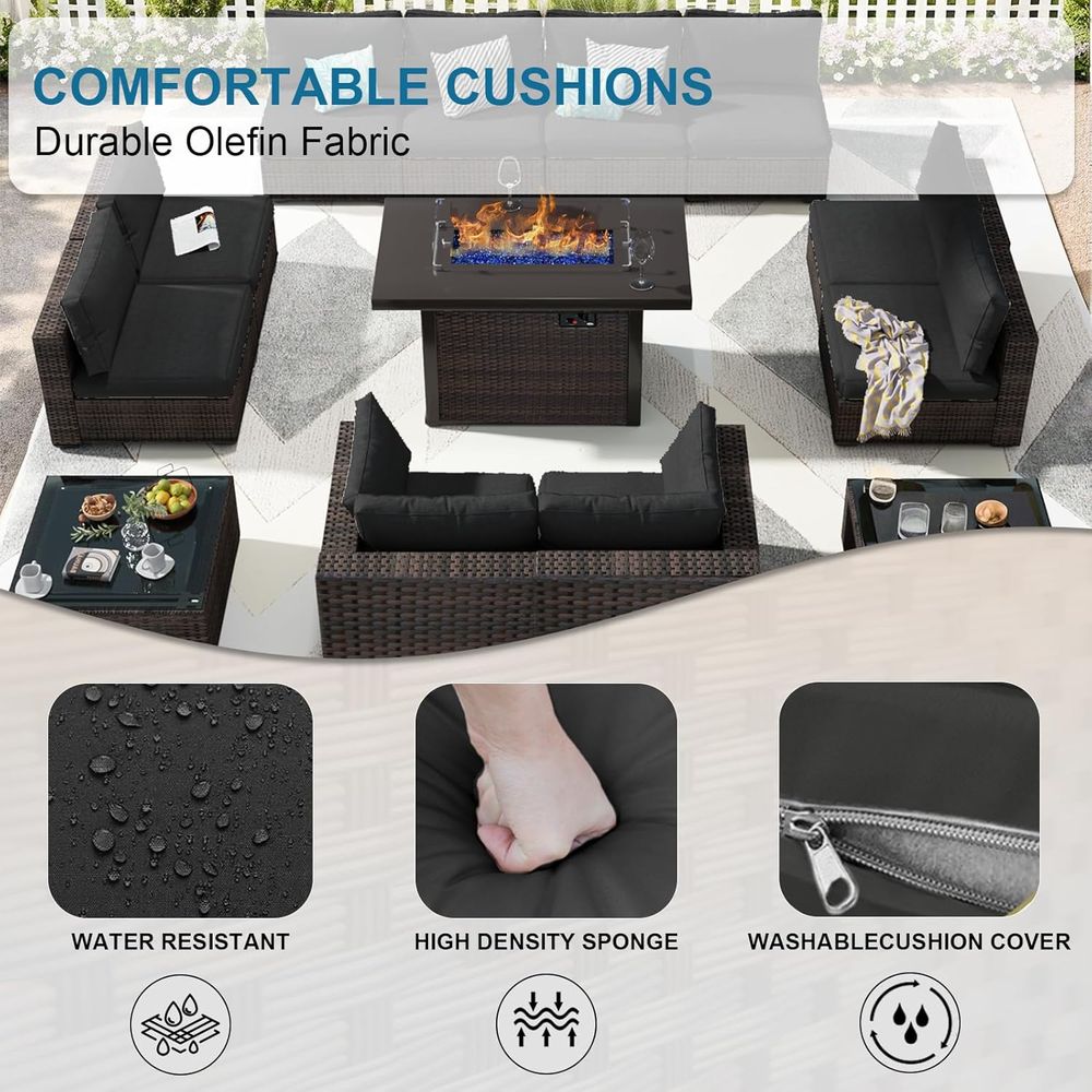 13-Piece Outdoor Sectional Pat - Outdoor Furniture With Fire Pit Table avaliação e preço
