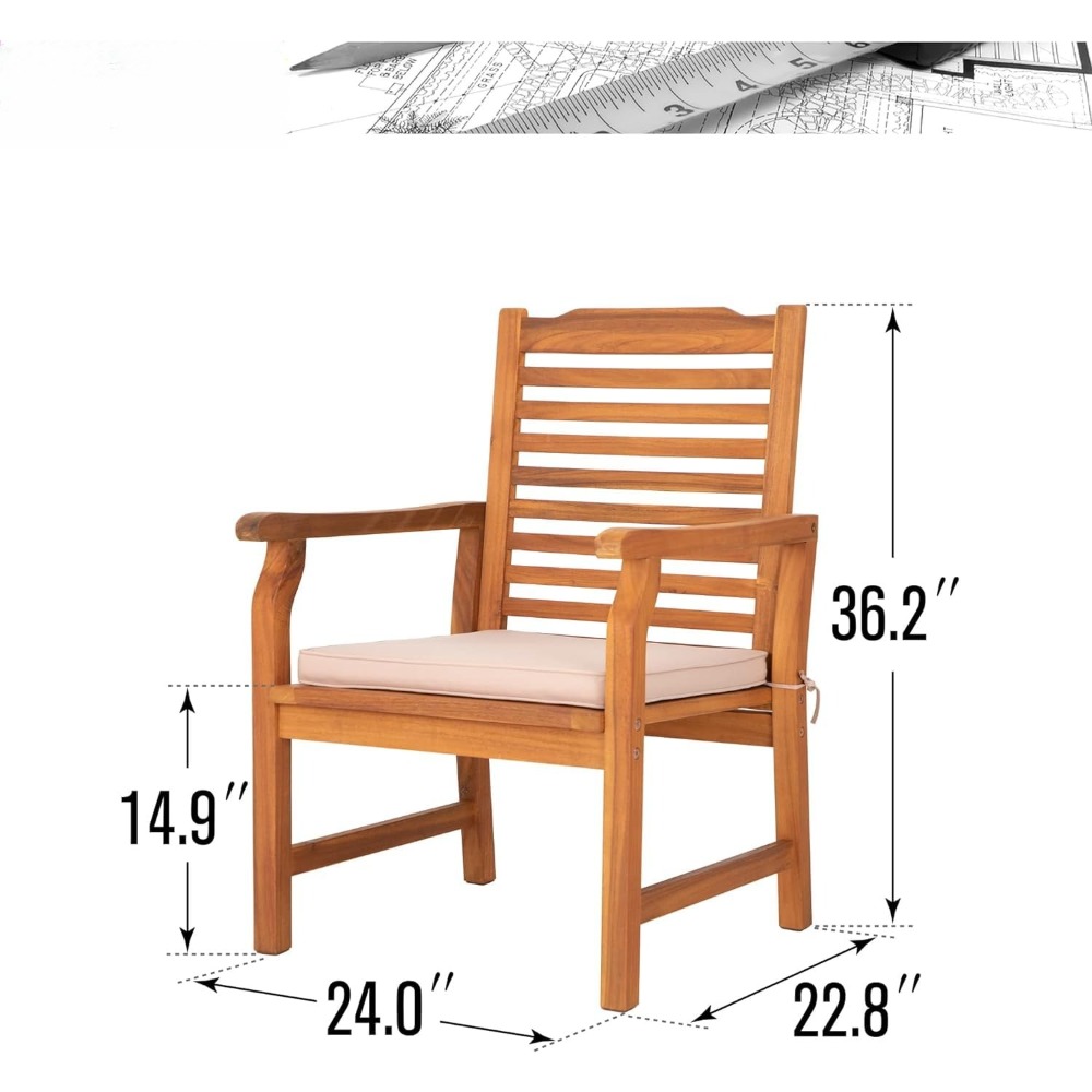 2 Pieces Acacia Wood Outdoor D - Outdoor Furniture Oil Teak avaliação e preço