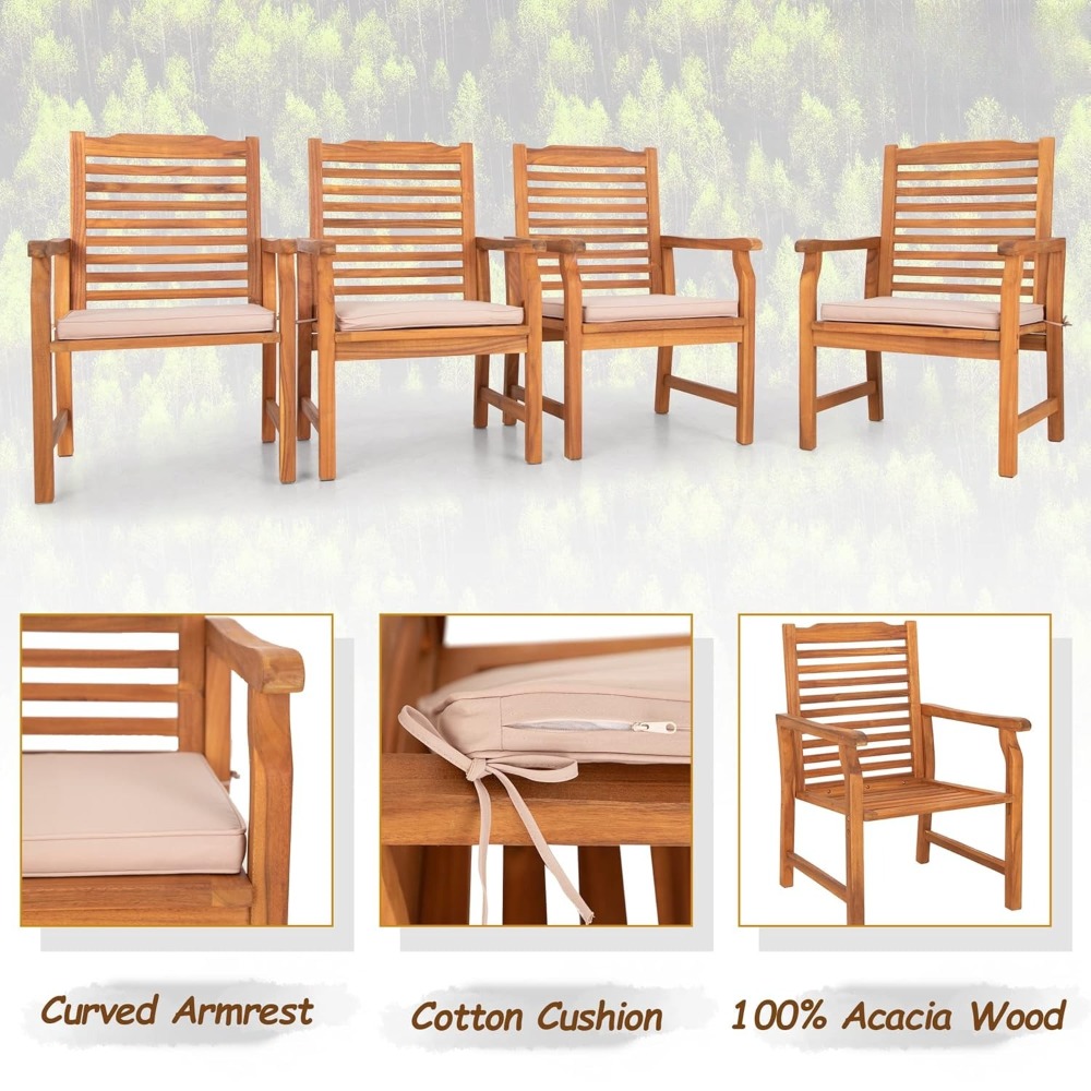 2 Pieces Acacia Wood Outdoor D - Outdoor Furniture Oil Teak avaliação e preço