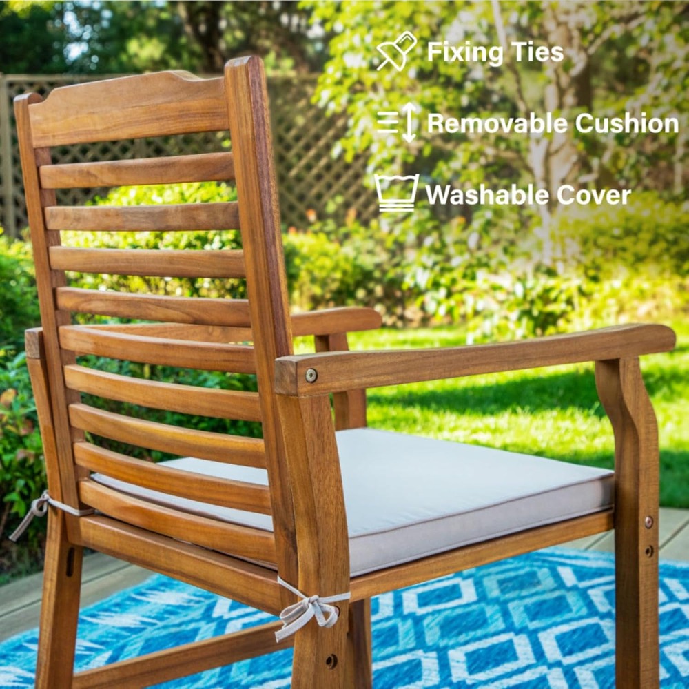 2 Pieces Acacia Wood Outdoor D - Outdoor Furniture Oil Teak avaliação e preço