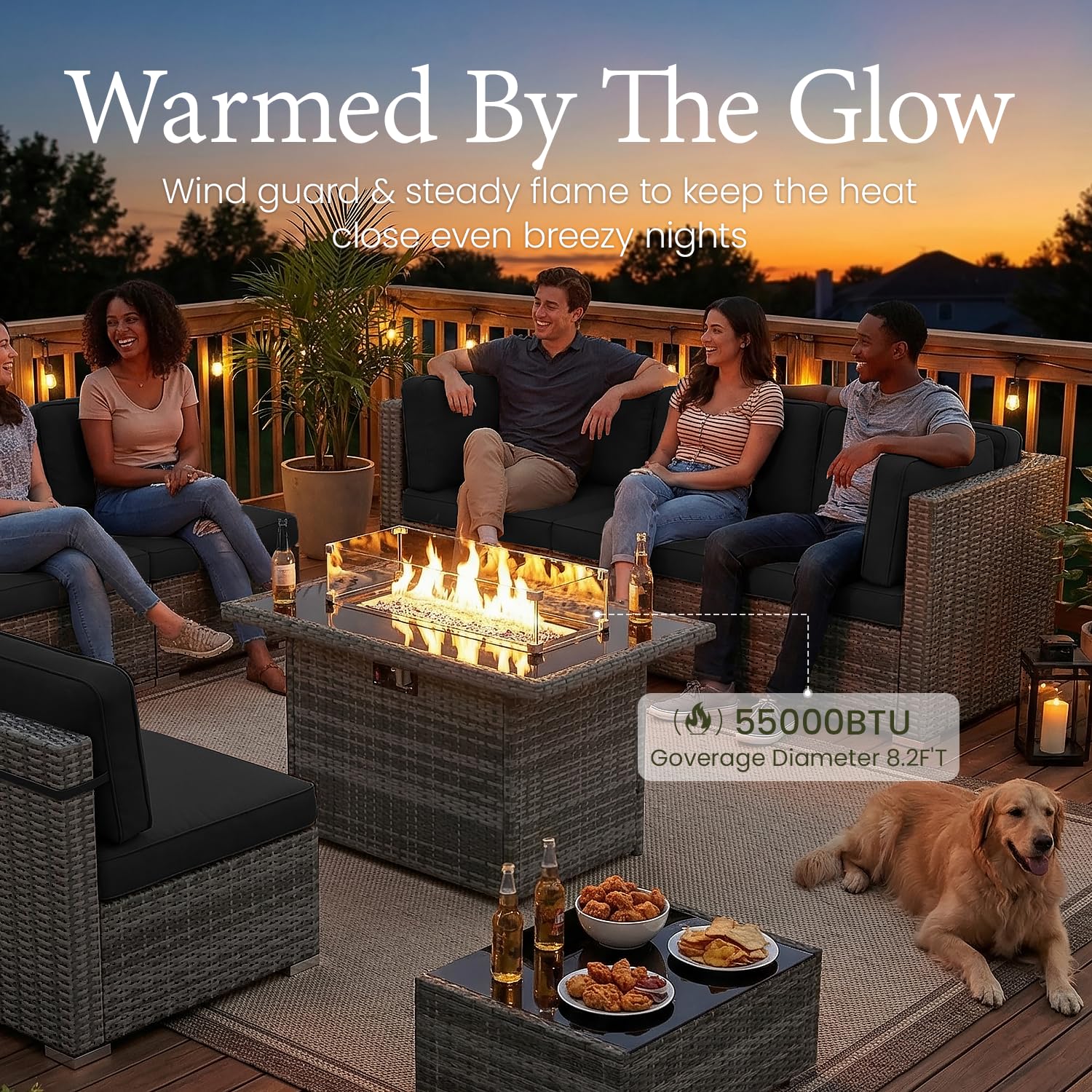 8 Piece Patio Furniture Set wi - Outdoor Furniture With Fire Pit Table avaliação e preço