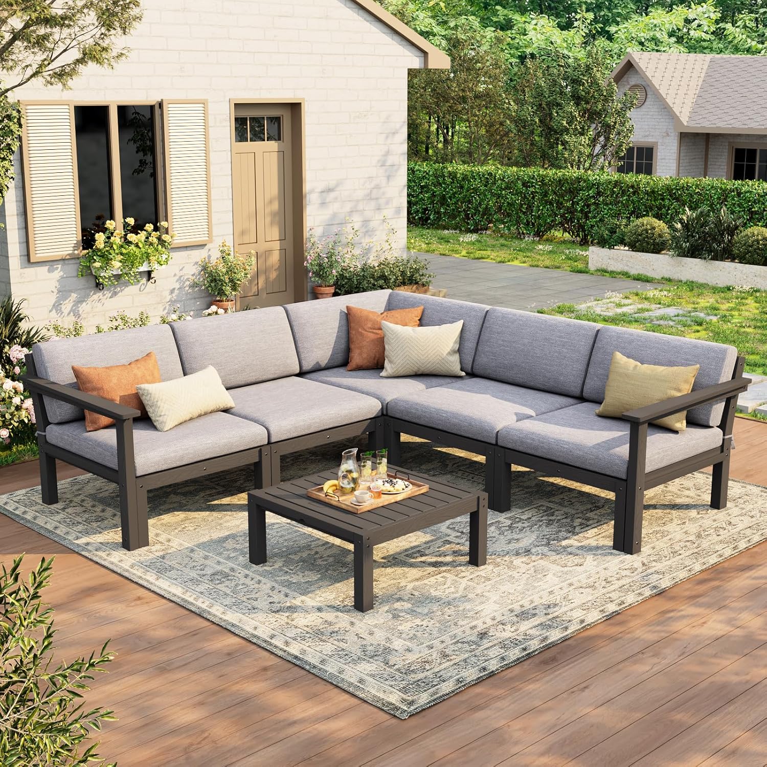 6-Piece Patio Sectional Sofa S - Outdoor Furniture Quick Dry avaliação e preço