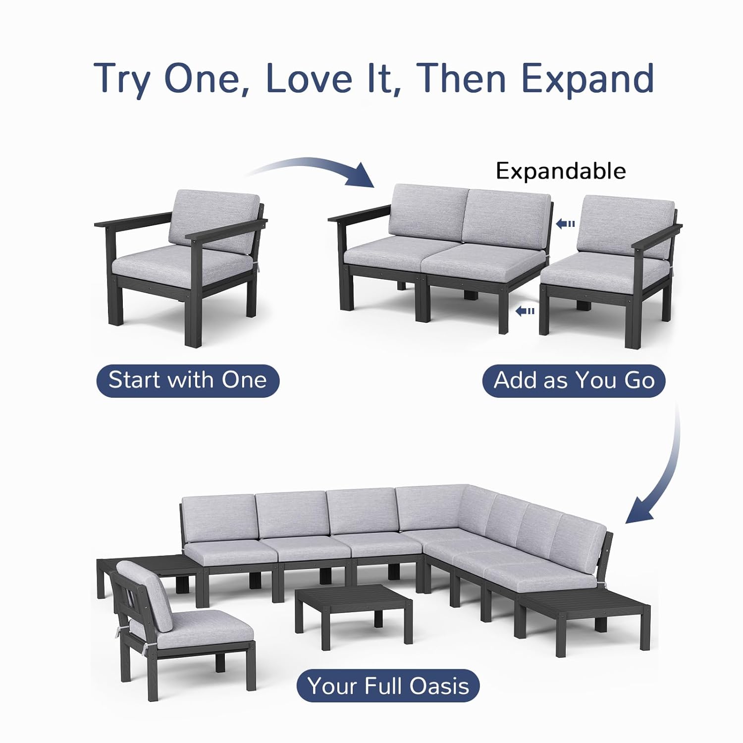 6-Piece Patio Sectional Sofa S - Outdoor Furniture Quick Dry avaliação e preço