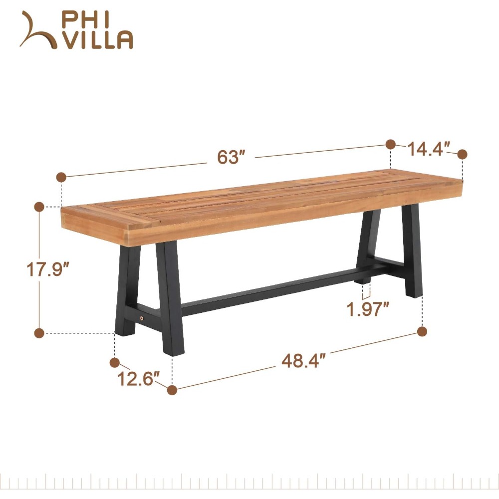 Outdoor Acacia Wood Bench, 63  - Outdoor Furniture Oil Teak avaliação e preço