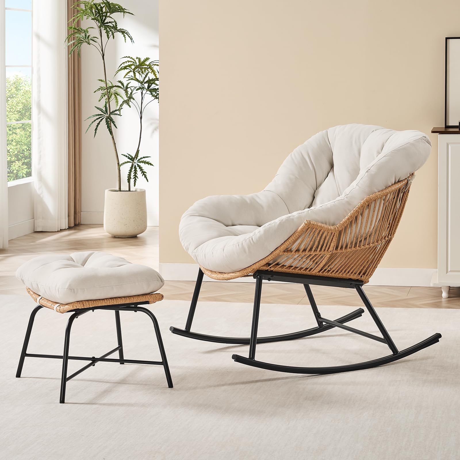 Grey Rattan Papasan Rocking Ch - Outdoor Furniture Egg Chair avaliação e preço