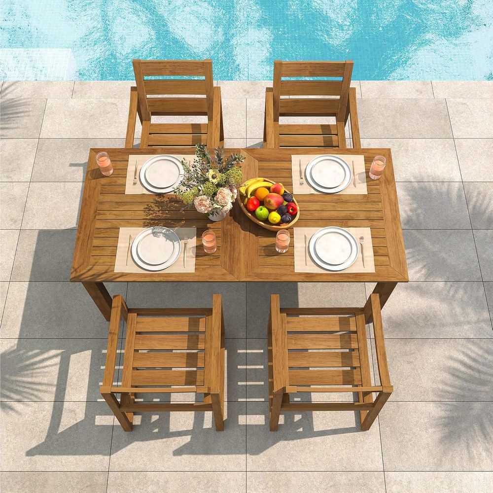 5-Piece Outdoor Dining Set, Pa - Outdoor Furniture Oil Teak avaliação e preço