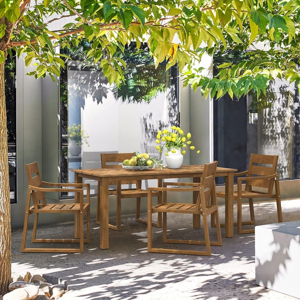 5-Piece Outdoor Dining Set, Pa - Outdoor Furniture Oil Teak avaliação e preço