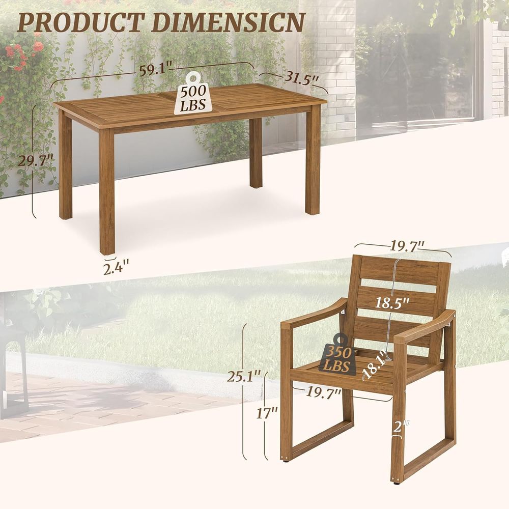 5-Piece Outdoor Dining Set, Pa - Outdoor Furniture Oil Teak avaliação e preço