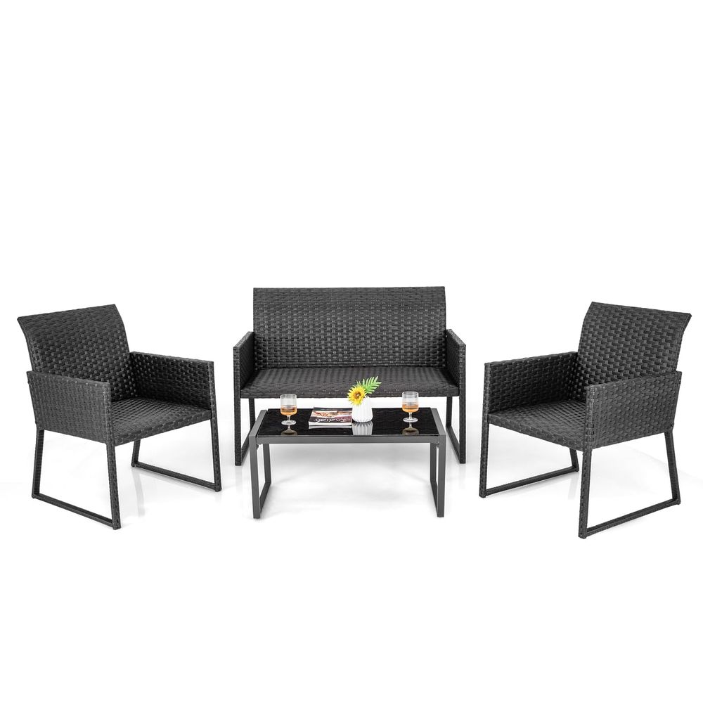 4 Pieces Wicker Patio Furnitur - Outdoor Furniture Quick Dry avaliação e preço