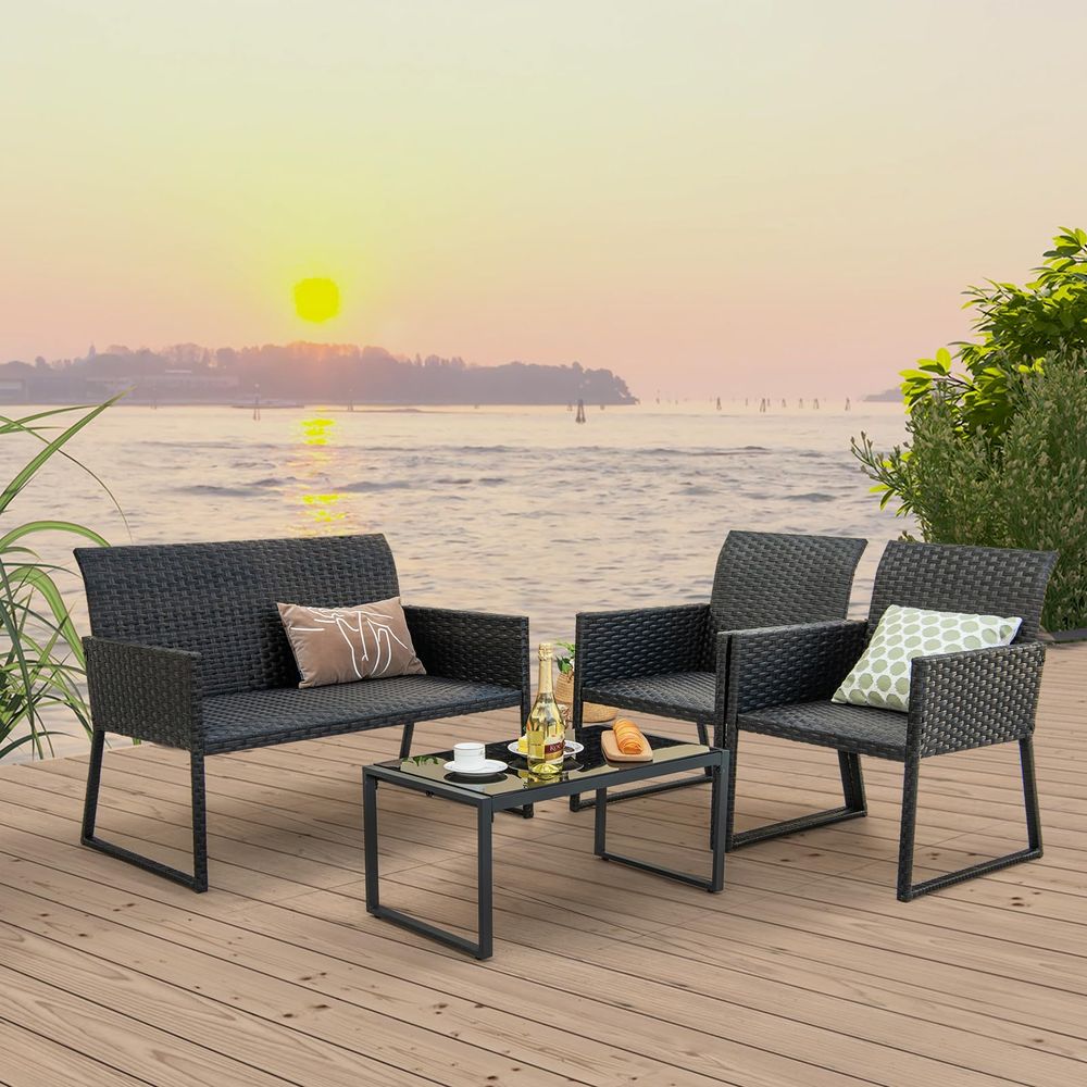 4 Pieces Wicker Patio Furnitur - Outdoor Furniture Quick Dry avaliação e preço
