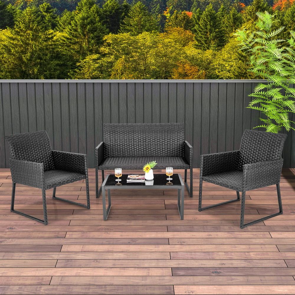 4 Pieces Wicker Patio Furnitur - Outdoor Furniture Quick Dry avaliação e preço