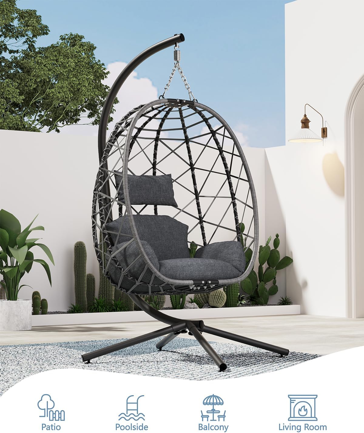Hanging Egg Chair with Stand,  - Outdoor Furniture Egg Chair avaliação e preço