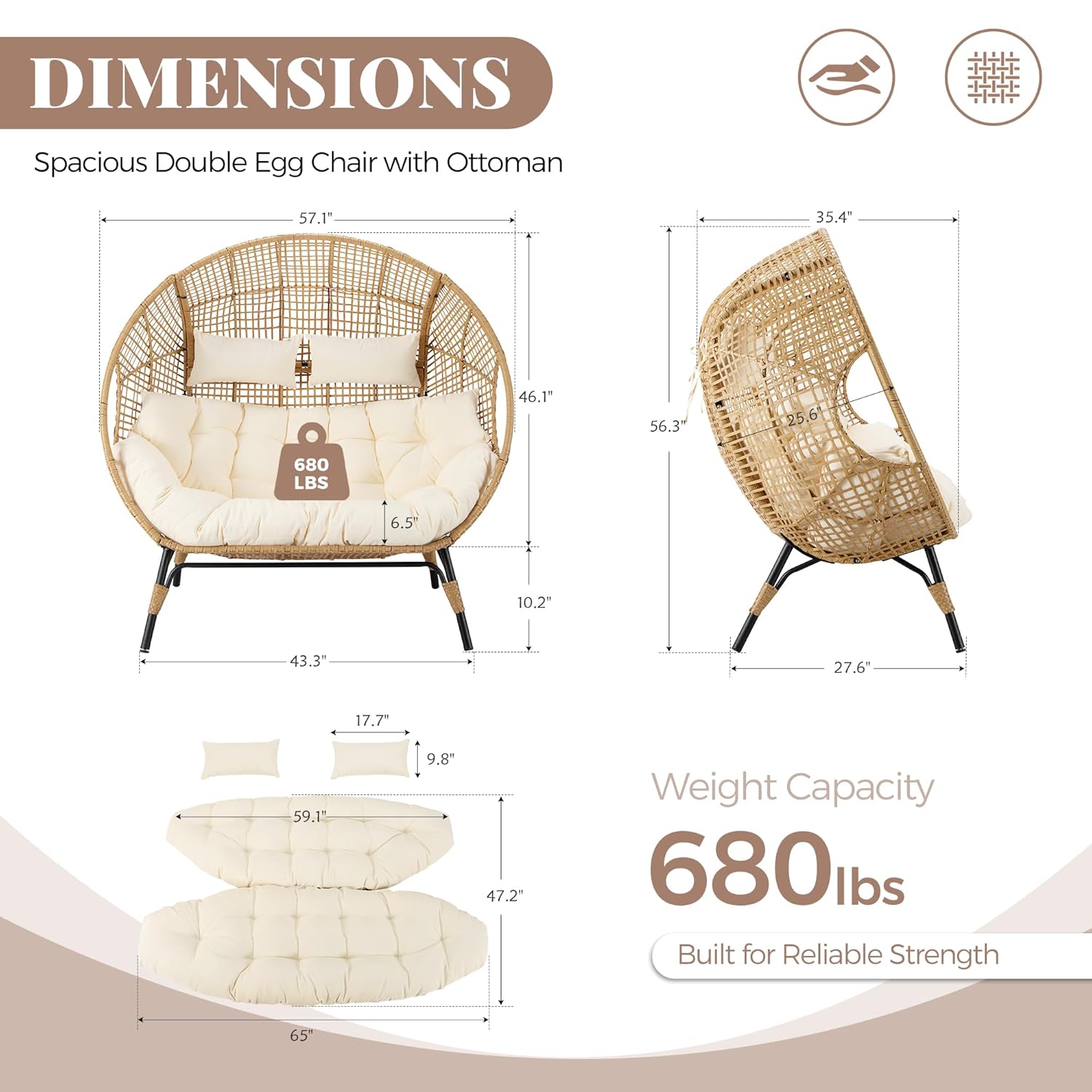 Double Egg Chair Wicker Patio  - Outdoor Furniture Egg Chair avaliação e preço