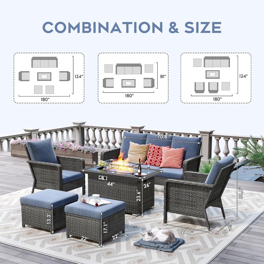 Outdoor Patio Furniture Set Wi - Outdoor Furniture With Fire Pit Table avaliação e preço