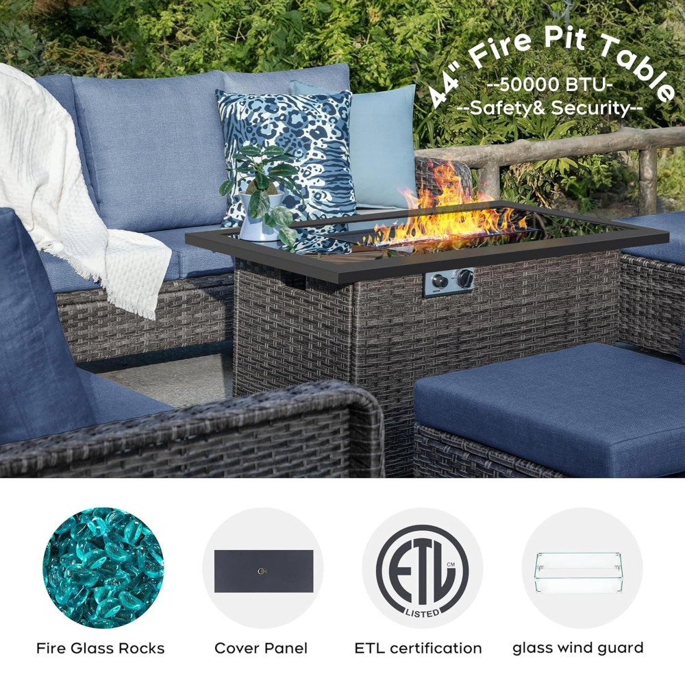 Outdoor Patio Furniture Set Wi - Outdoor Furniture With Fire Pit Table avaliação e preço