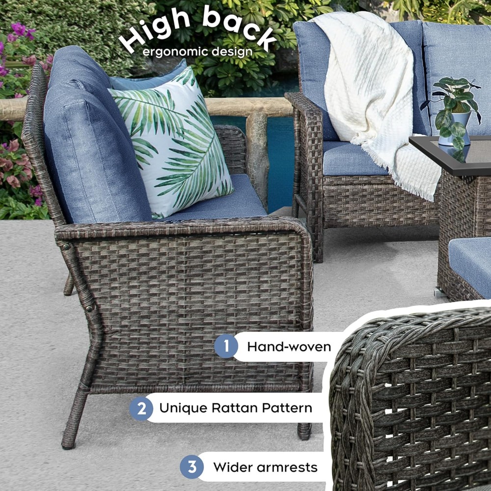 Outdoor Patio Furniture Set Wi - Outdoor Furniture With Fire Pit Table avaliação e preço
