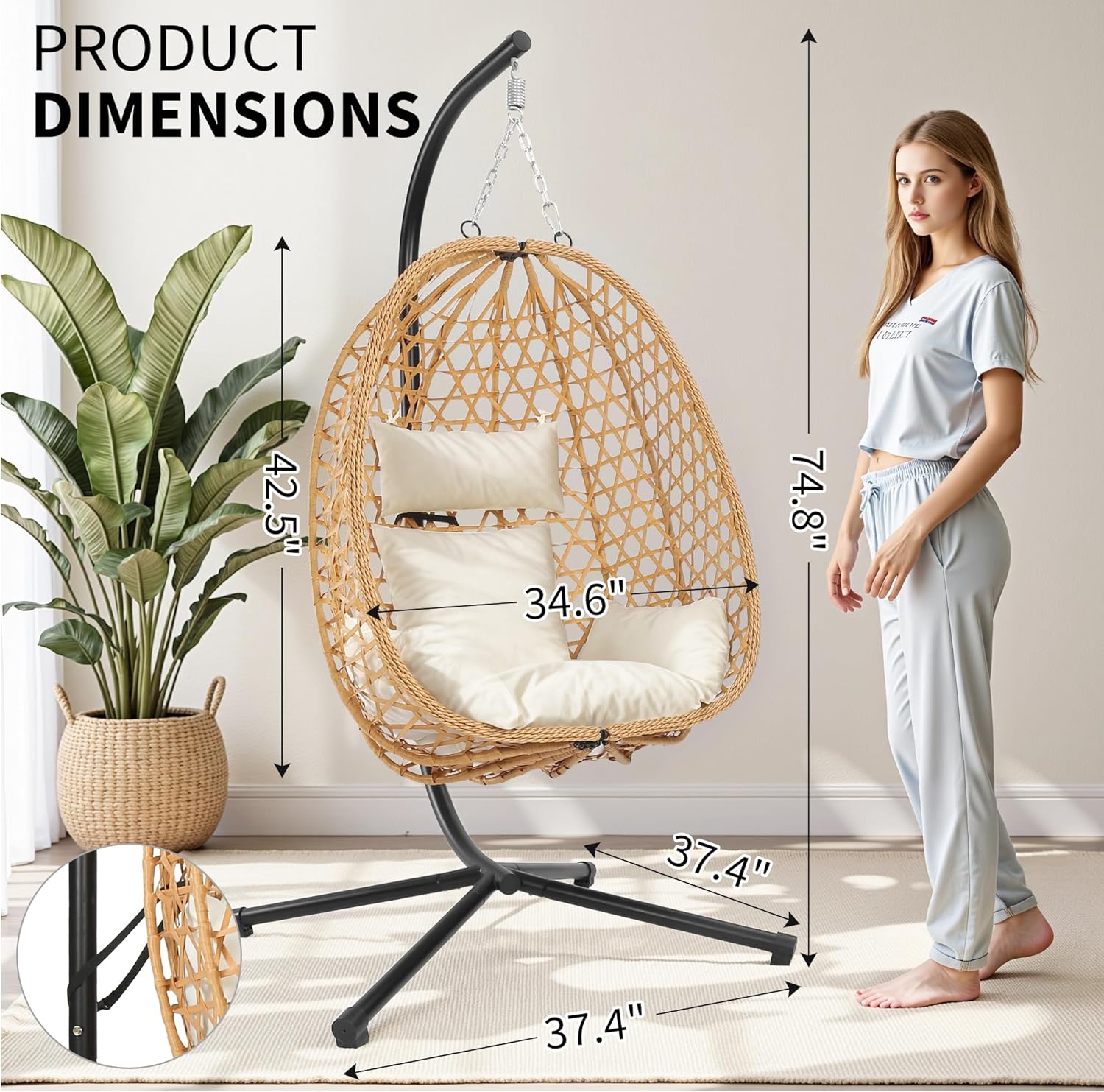 Egg Hanging Chair with Stand,  - Outdoor Furniture Egg Chair avaliação e preço