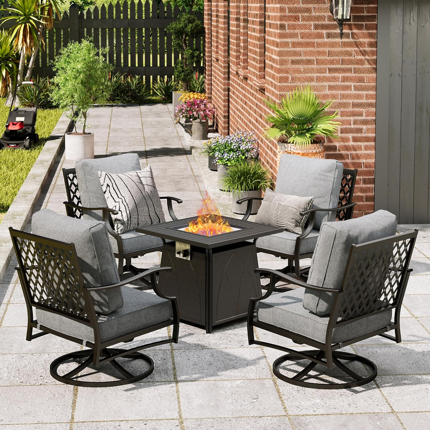 Patio Furniture Set with Fire  - Outdoor Furniture With Fire Pit Table avaliação e preço
