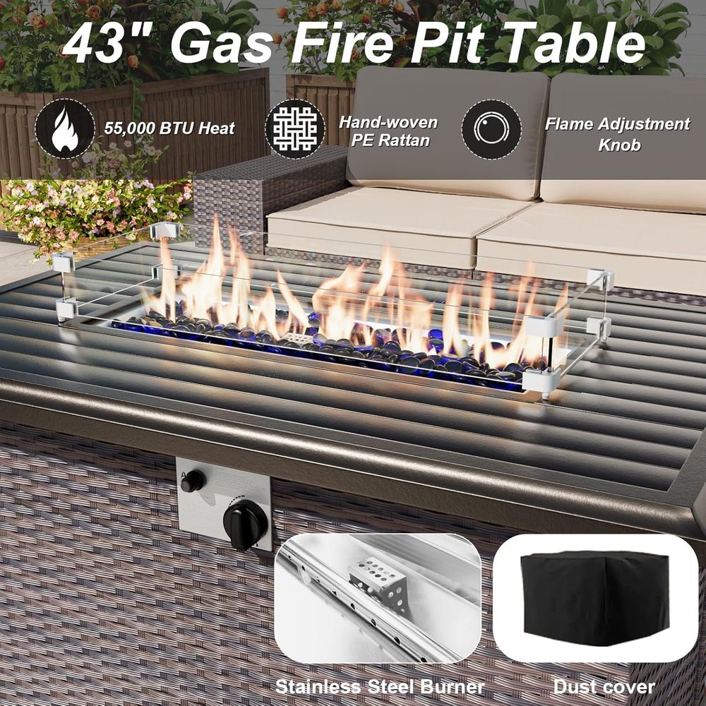 10-Piece Outdoor Patio Furnitu - Outdoor Furniture With Fire Pit Table avaliação e preço