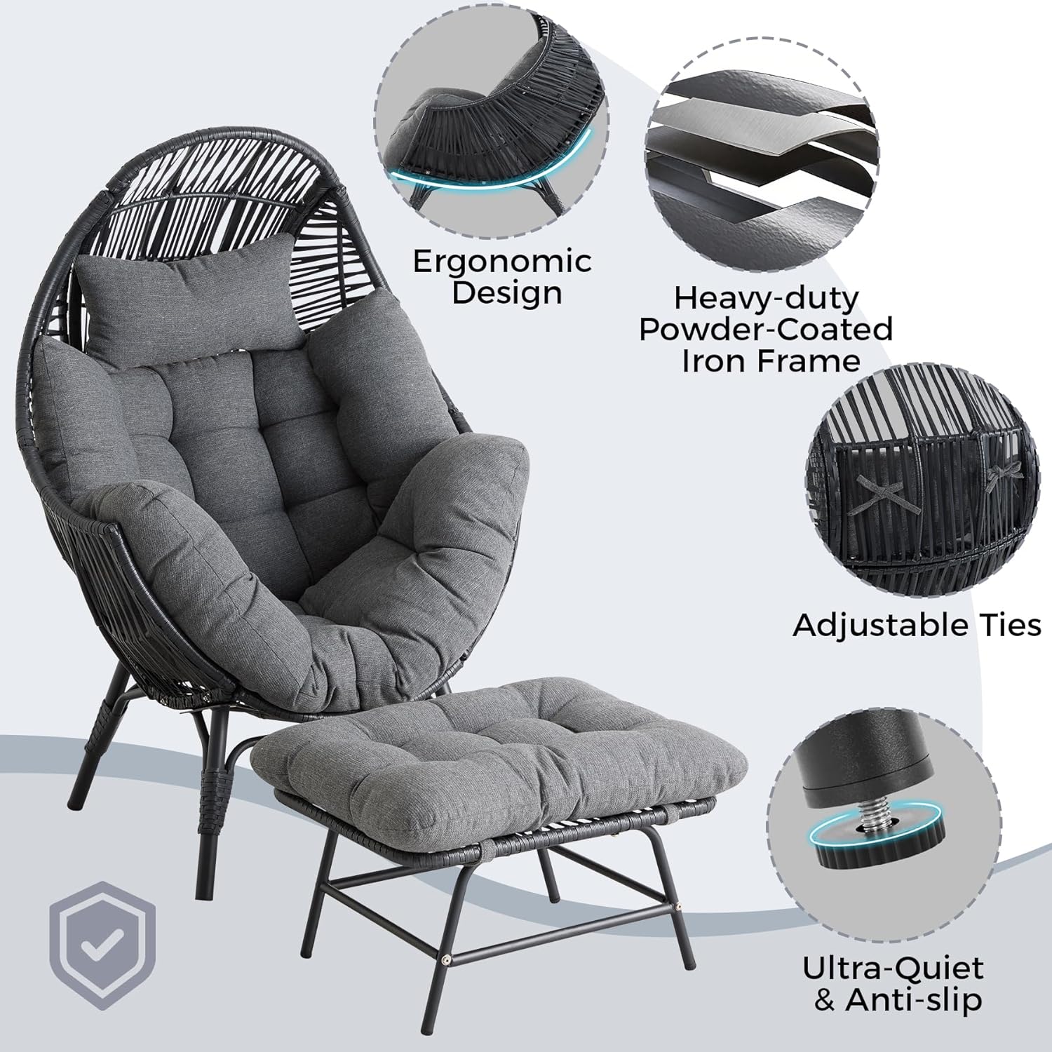 Wicker Outdoor Egg Chair with  - Outdoor Furniture Egg Chair avaliação e preço
