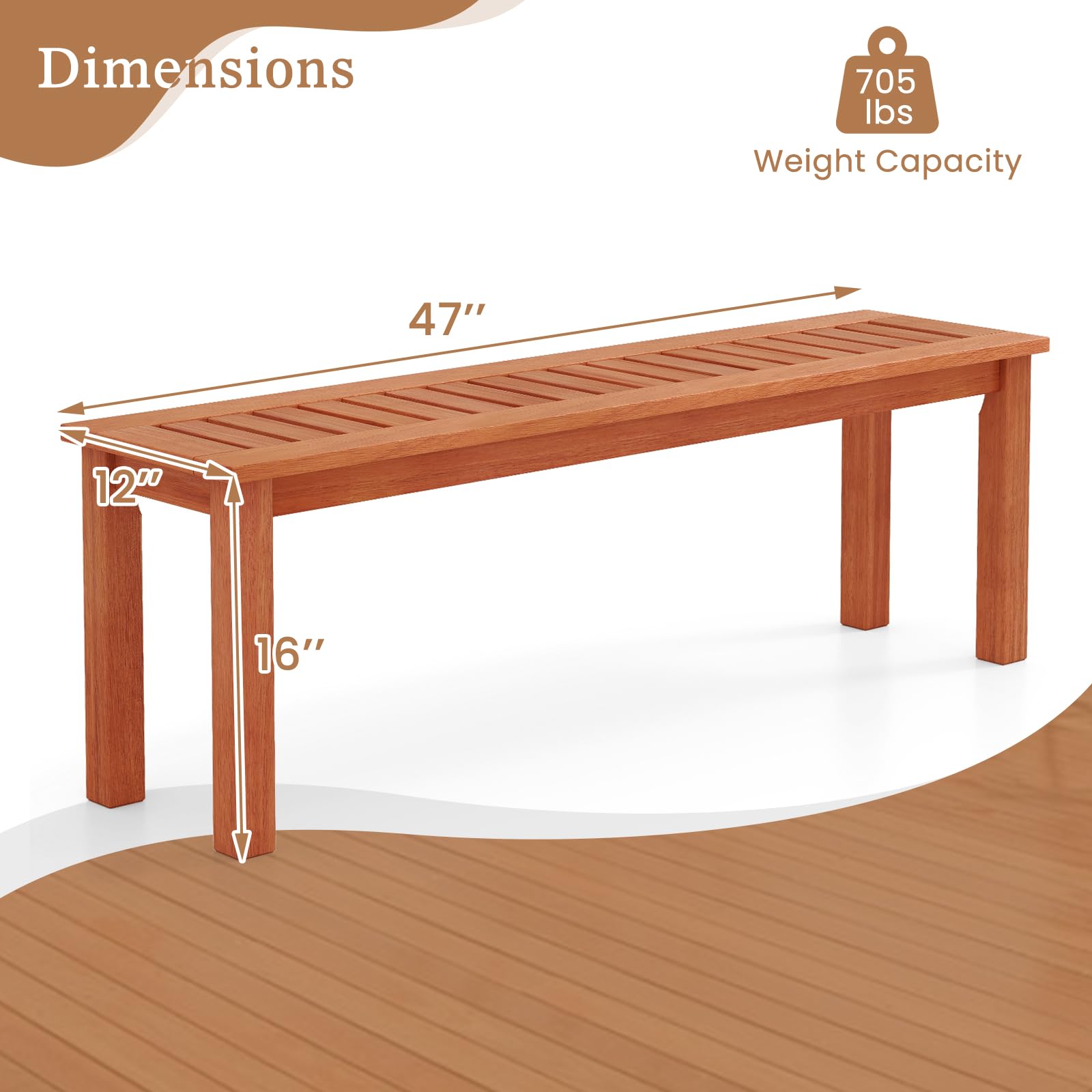 47 Inch Outdoor Slatted Bench  - Outdoor Furniture Oil Teak avaliação e preço