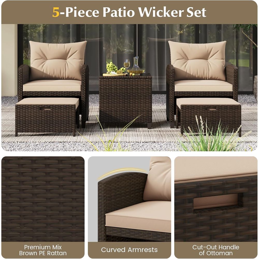 5-Piece Outdoor Patio Furnitur - Outdoor Furniture Lounge Chair avaliação e preço