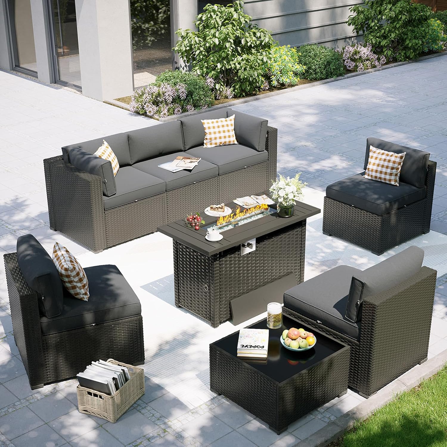 Patio Furniture Set with Fire  - Outdoor Furniture With Fire Pit Table avaliação e preço