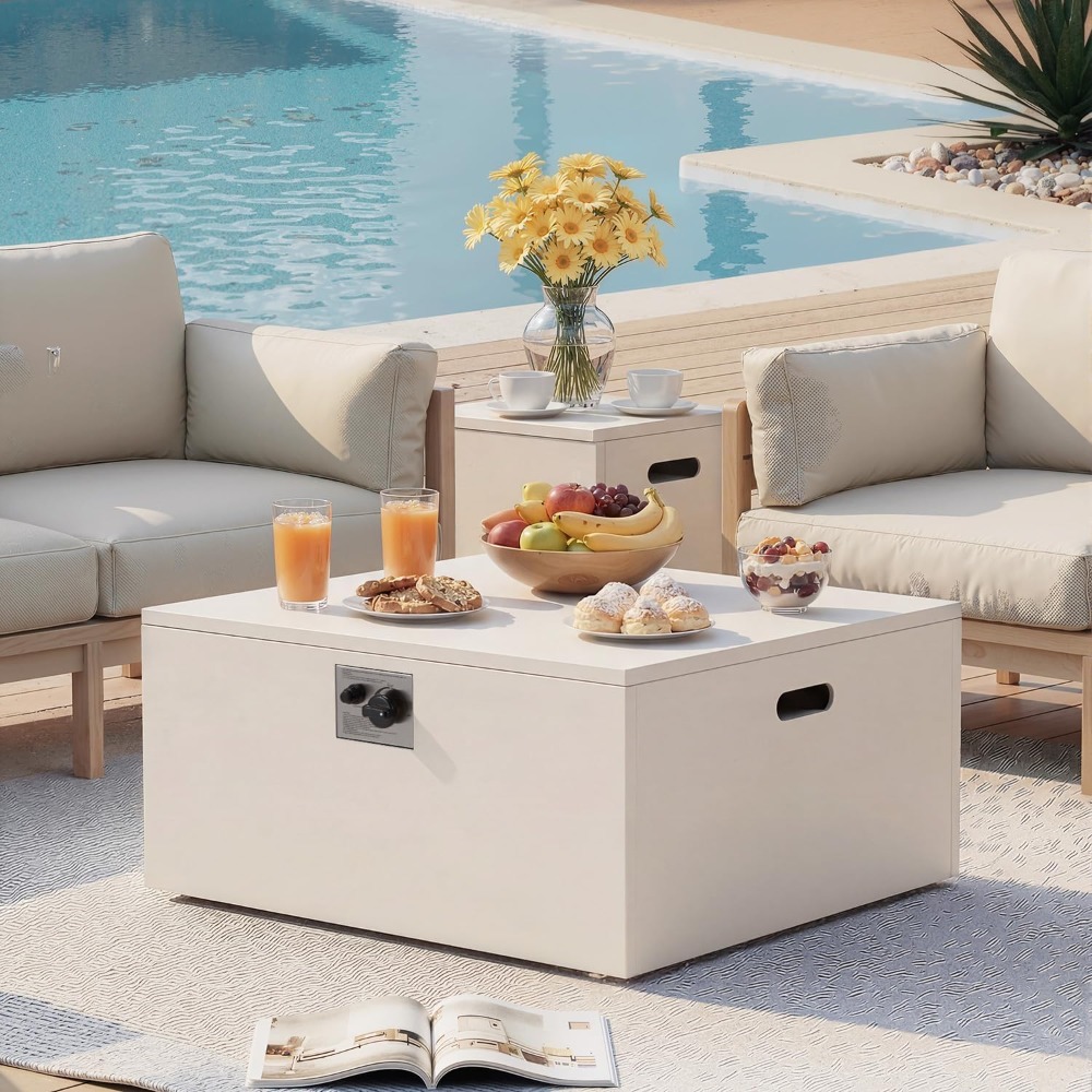 8-Piece Half-Moon Curved Patio - Outdoor Furniture With Fire Pit Table avaliação e preço