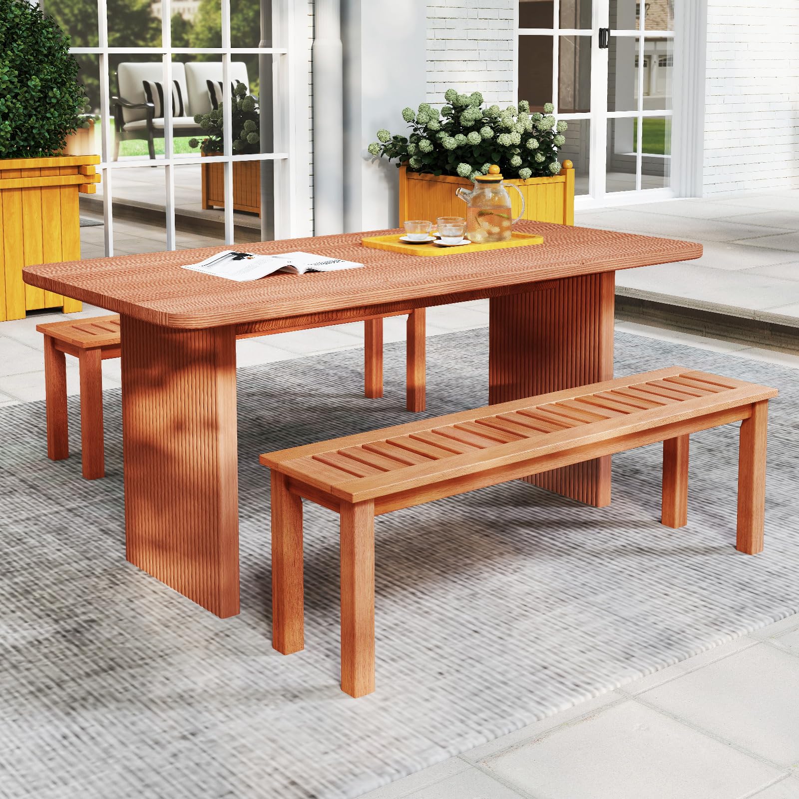 47 Inch Outdoor Slatted Bench  - Outdoor Furniture Oil Teak avaliação e preço