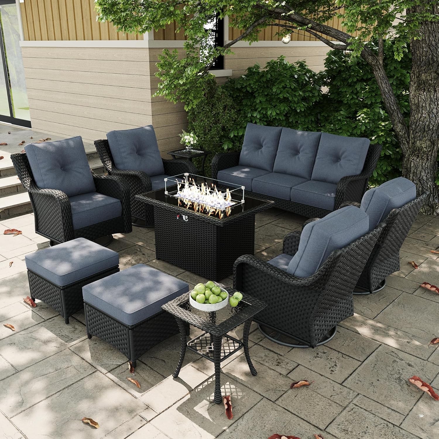 10 Pieces Outdoor Patio Furnit - Outdoor Furniture With Fire Pit Table avaliação e preço