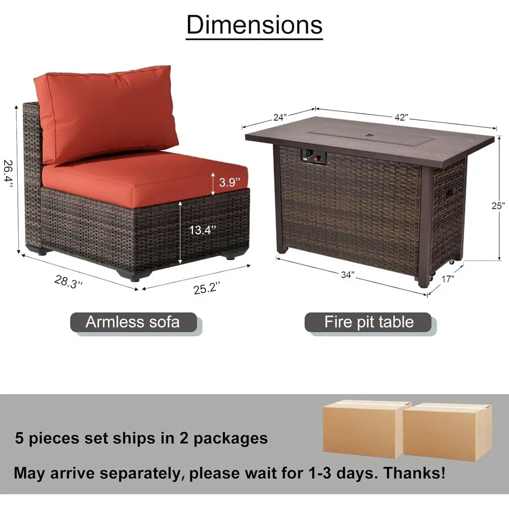 5-Piece Patio Furniture Set wi - Outdoor Furniture With Fire Pit Table avaliação e preço