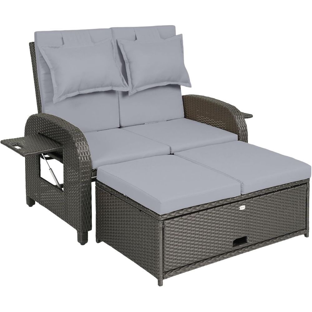 Gray Rattan Outdoor Daybed wit - Outdoor Daybed Sofa avaliação e preço