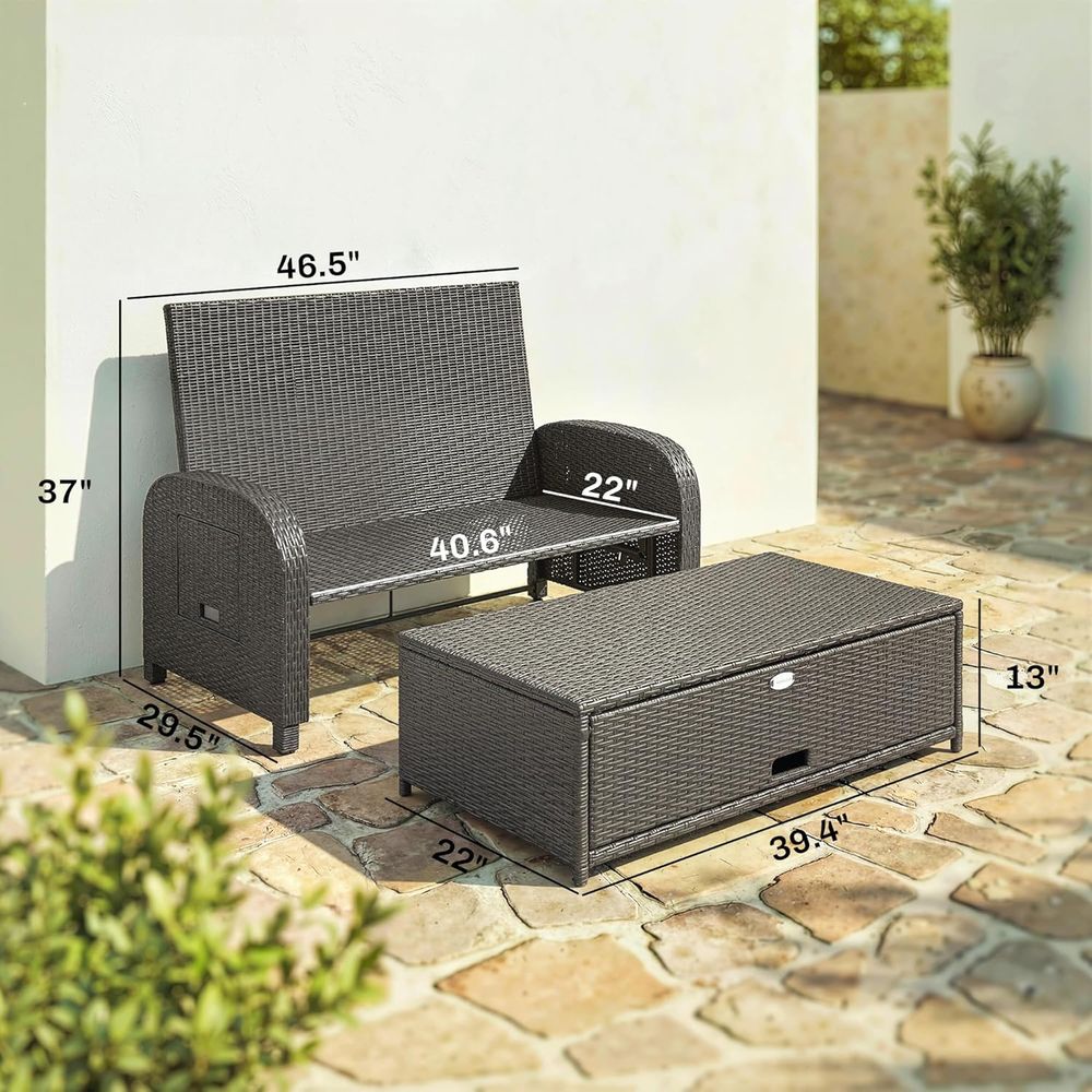 Gray Rattan Outdoor Daybed wit - Outdoor Daybed Sofa avaliação e preço