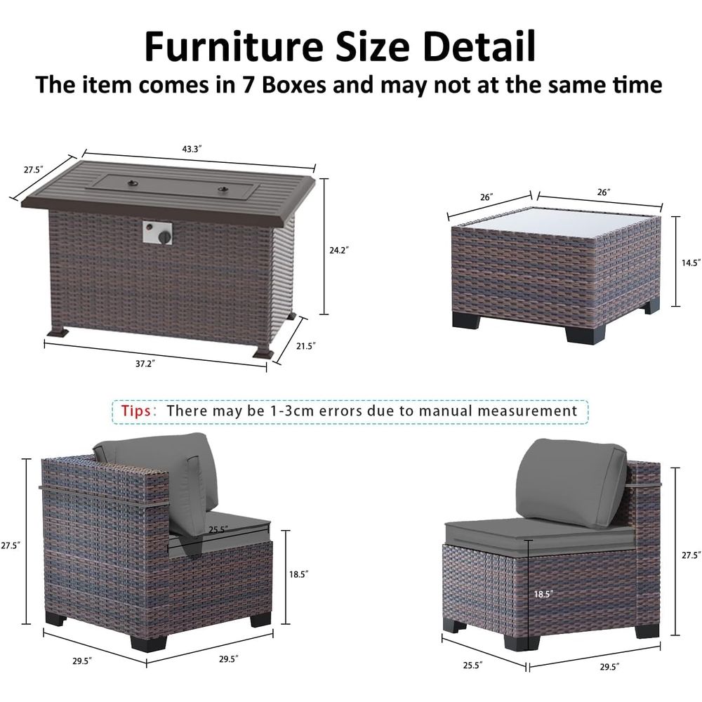 13-Piece Outdoor Sectional Pat - Outdoor Furniture With Fire Pit Table avaliação e preço