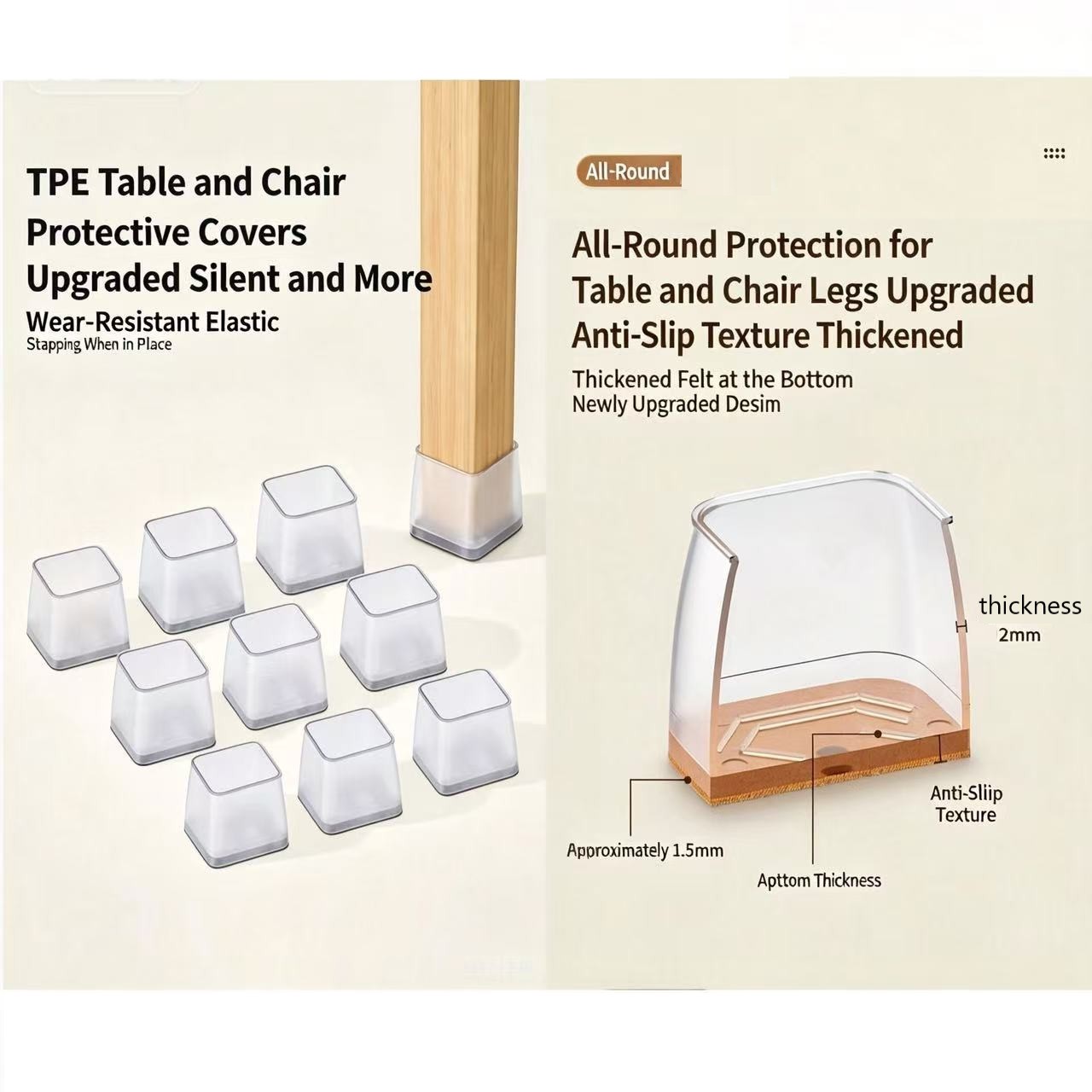 8/16/24PCS Frosted Square Furn - Outdoor Furniture Leg Protectors avaliação e preço
