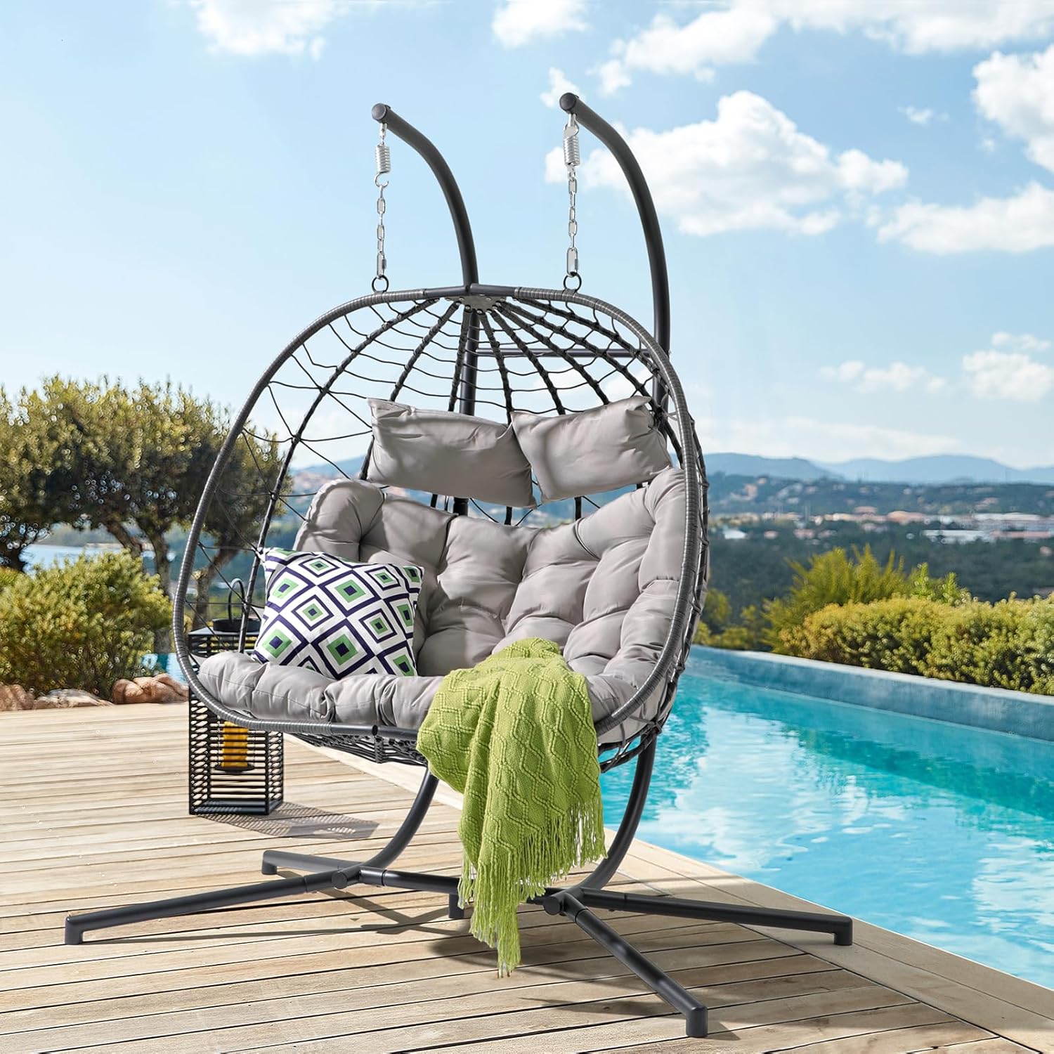 Double Egg Swing Chair with St - Outdoor Furniture Egg Chair avaliação e preço