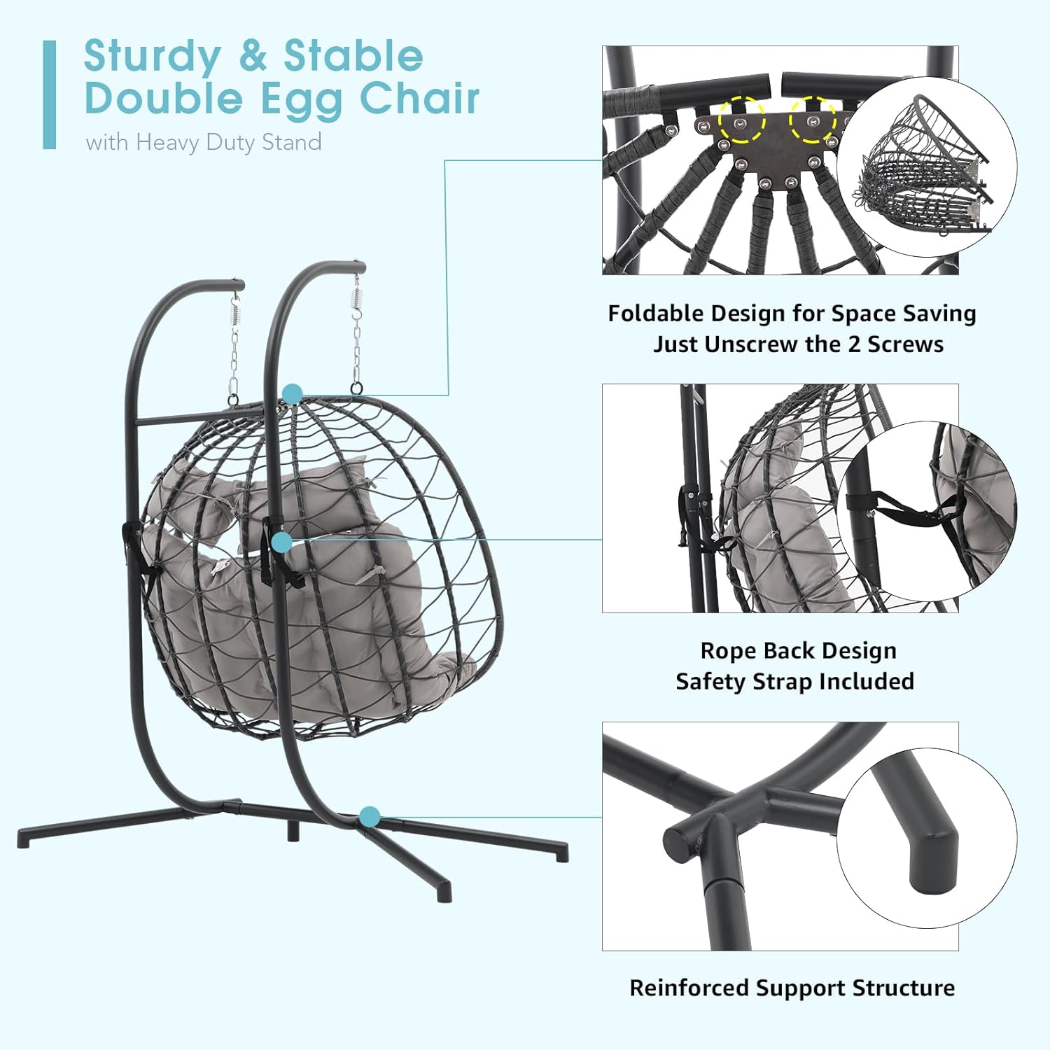 Double Egg Swing Chair with St - Outdoor Furniture Egg Chair avaliação e preço