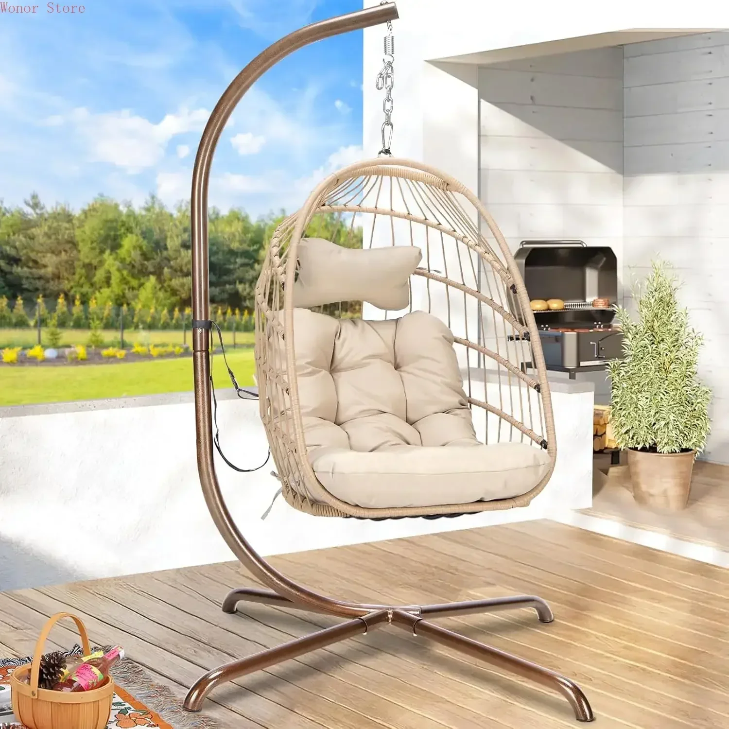 Outdoor Swing Egg Chair with S - Outdoor Furniture Egg Chair avaliação e preço