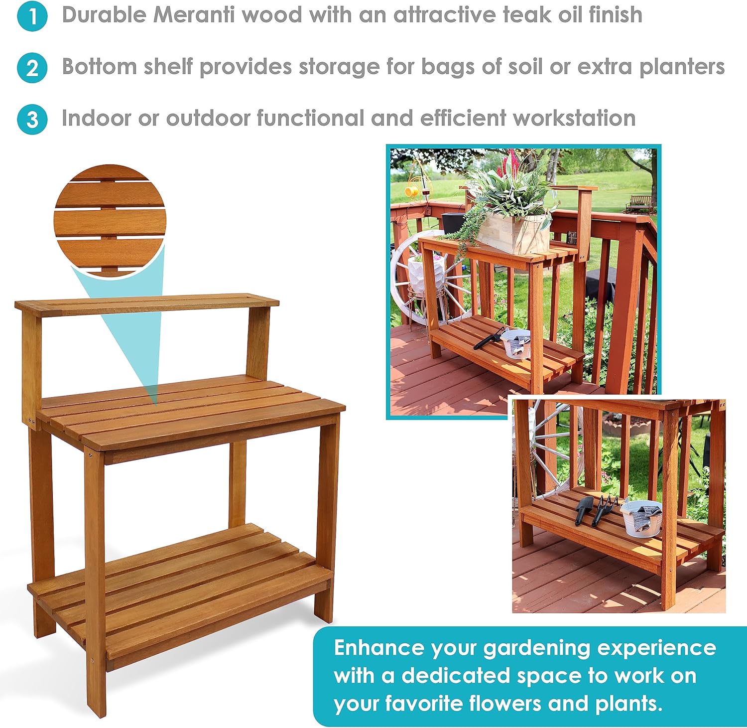 Sunnydaze 42-Inch Meranti Wood - Outdoor Furniture Oil Teak avaliação e preço
