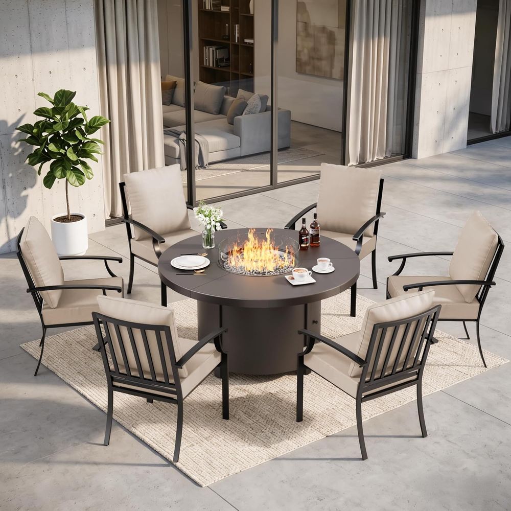 7-Piece Outdoor Patio Furnitur - Outdoor Furniture With Fire Pit Table avaliação e preço